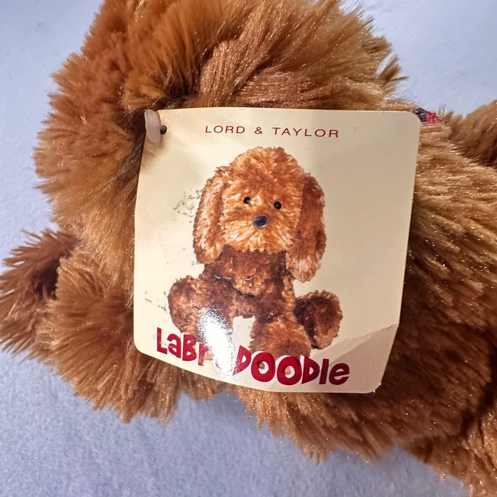 Vintage NWT GUND Lord & Taylor Labradoodle Plush Brown Dog Collar 12